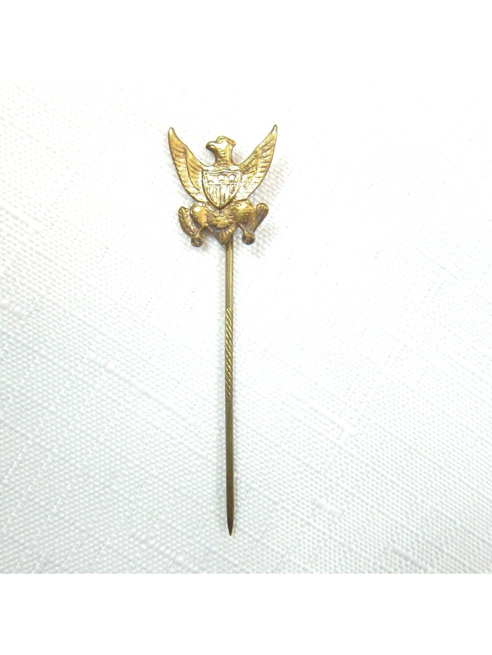Antique Gold Filled Stick Lapel Pin USA 3 Star American Eagle Fraternal Military